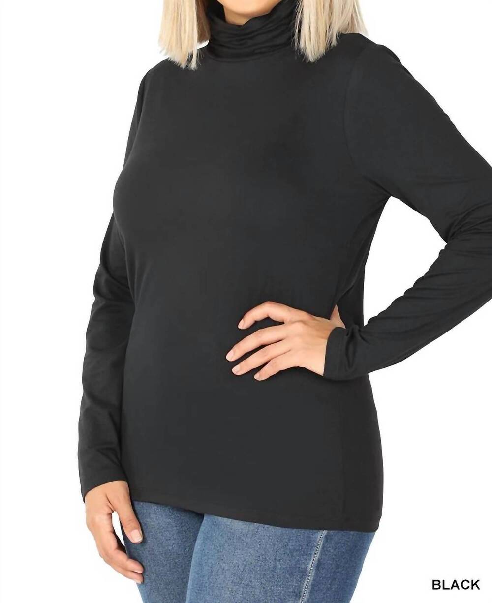 NEW ZENANA women's brushed microfiber mock neck top in black
